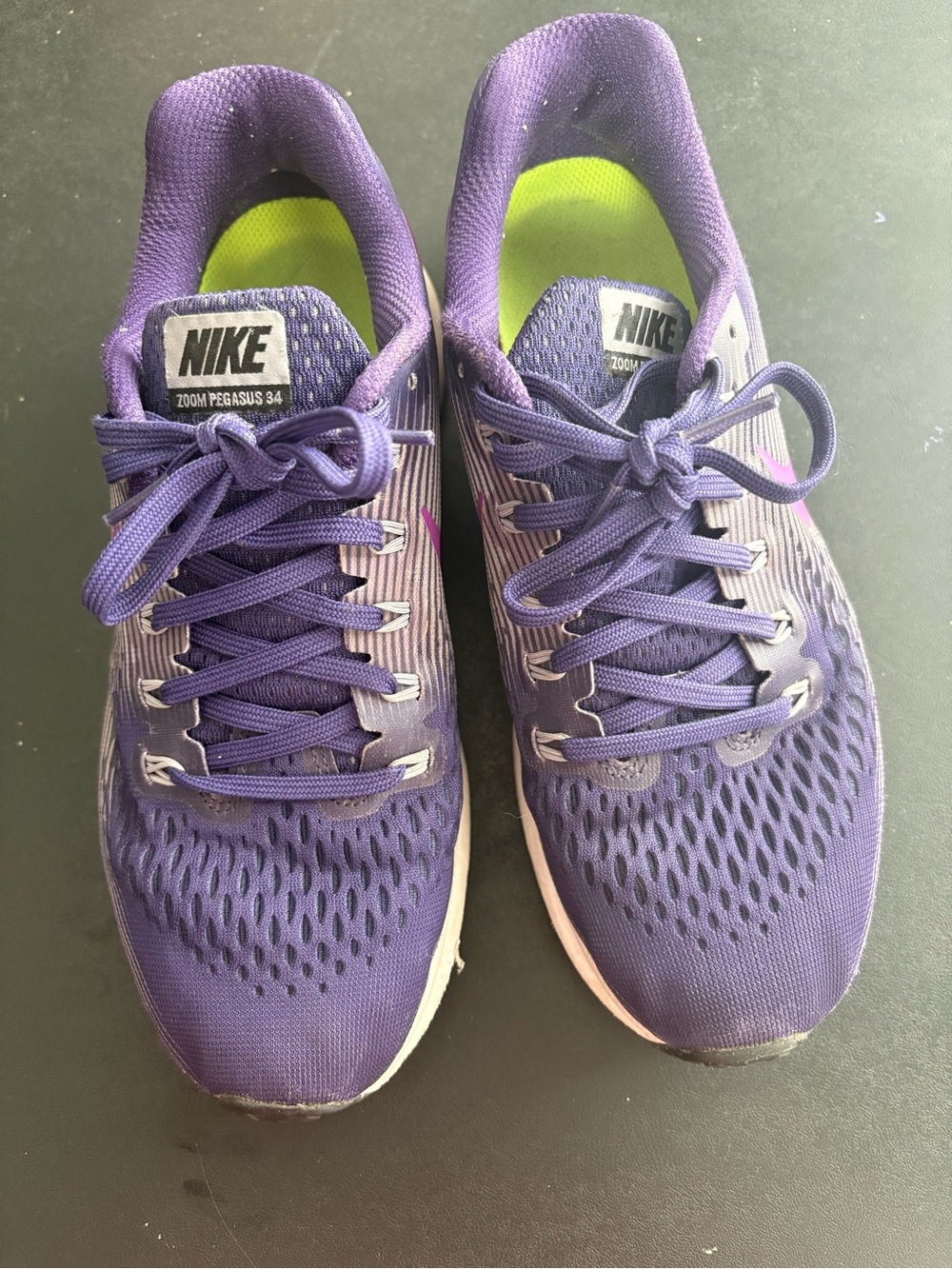 Nike Women’s Purple Athletic Shoes with Pink Swoosh - Picture 2 of 3